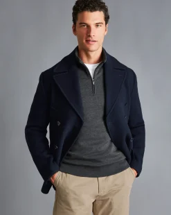 Seasonal Looks|Coats<Charles Tyrwhitt Wool Peacoat - Navy