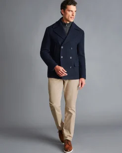 Seasonal Looks|Coats<Charles Tyrwhitt Wool Peacoat - Navy