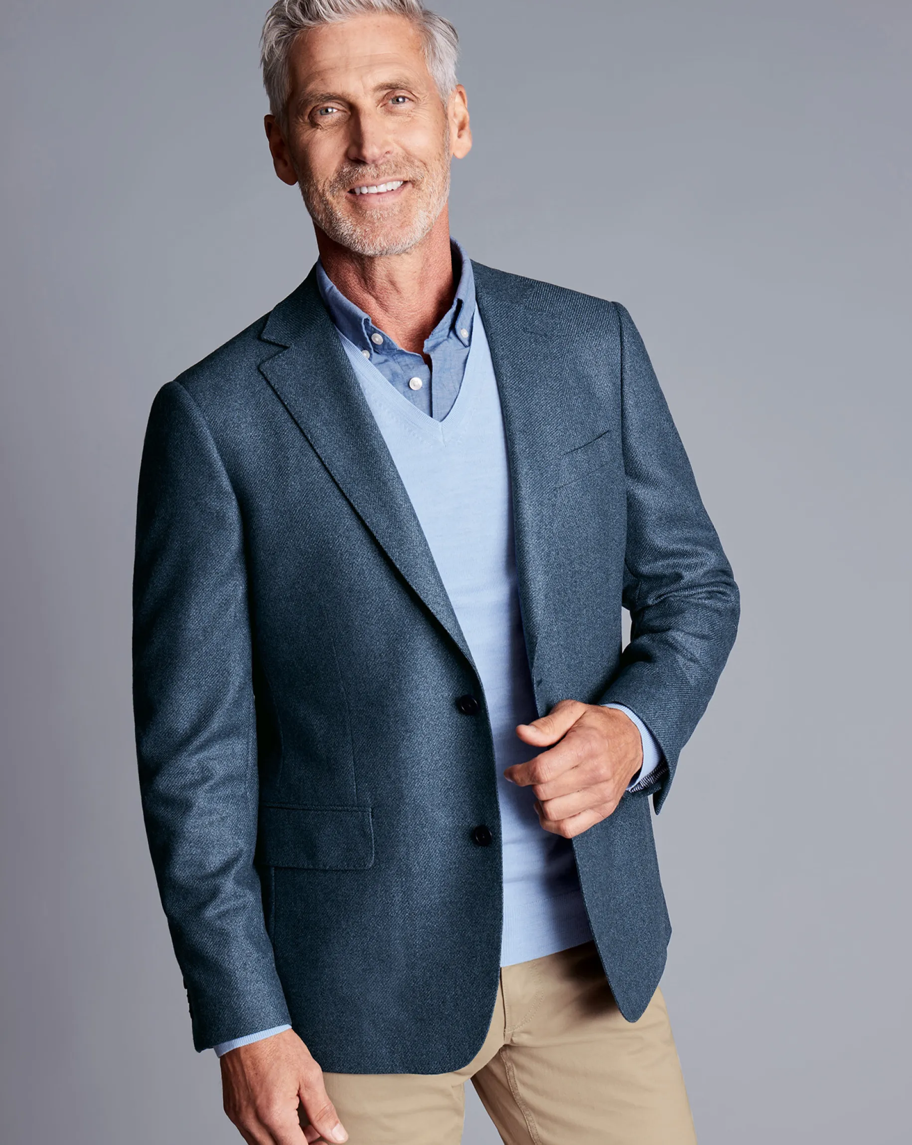 Coats & Jackets|Blazers<Charles Tyrwhitt Wool Silk Texture Jacket - Ocean Blue