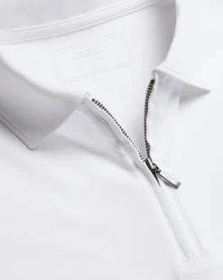 White Shirts|White<Charles Tyrwhitt Zip-Neck Jersey Polo - White